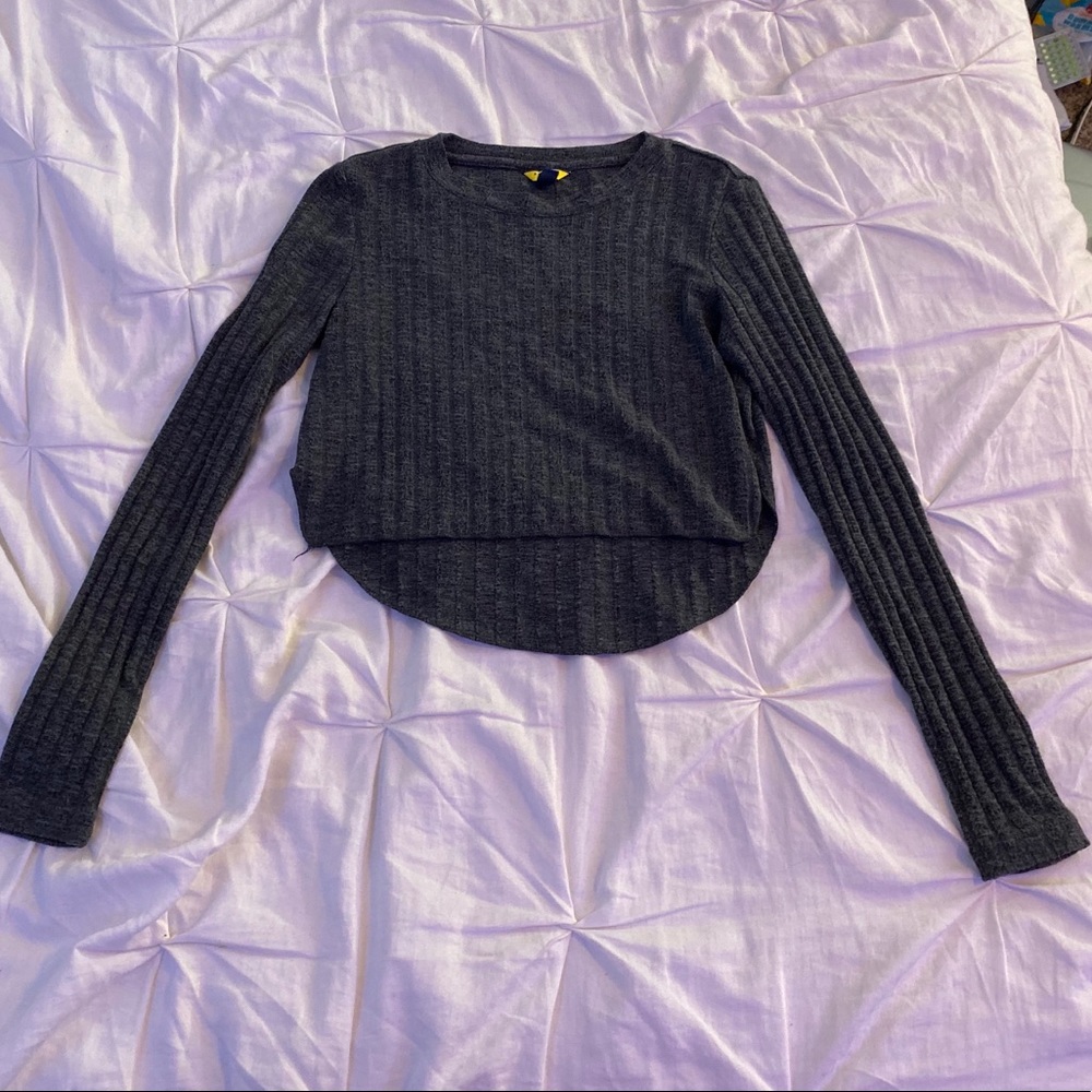 Grey cropped sweater.